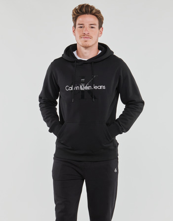 Kleidung Herren Sweatshirts Calvin Klein Jeans MONOLOGO REGULAR HOODIE Schwarz