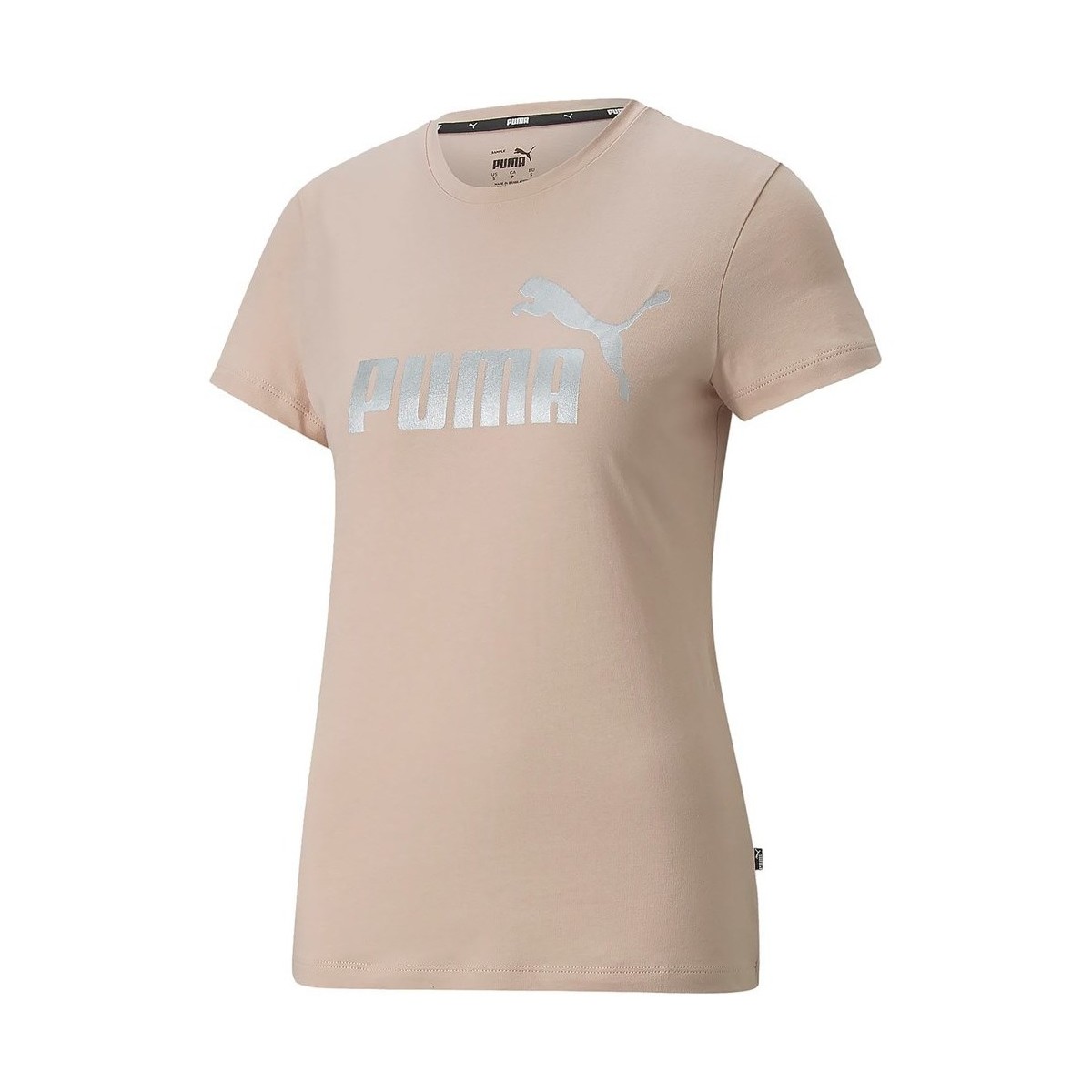 Kleidung Damen T-Shirts Puma Ess Metallic Logo Tee Beige