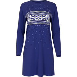 Kleidung Damen Pyjamas/ Nachthemden Lisca Nachthemd mit langen Ärmeln Starlight  Cheek Blau