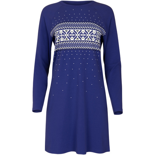 Kleidung Damen Pyjamas/ Nachthemden Lisca Nachthemd mit langen Ärmeln Starlight  Cheek Blau