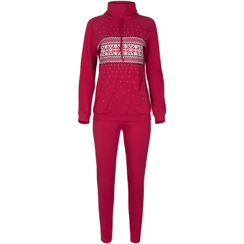 Kleidung Damen Pyjamas/ Nachthemden Lisca Pyjama Hausanzug Leggings Top Langarm Starlight  Cheek Rot