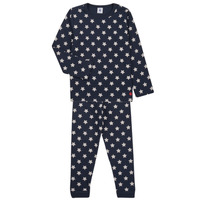 Kleidung Kinder Pyjamas/ Nachthemden Petit Bateau FREROT Marine / Weiss
