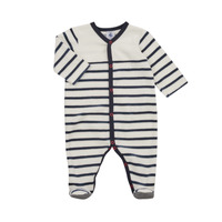 Kleidung Kinder Pyjamas/ Nachthemden Petit Bateau A06P501 Weiss / Marine