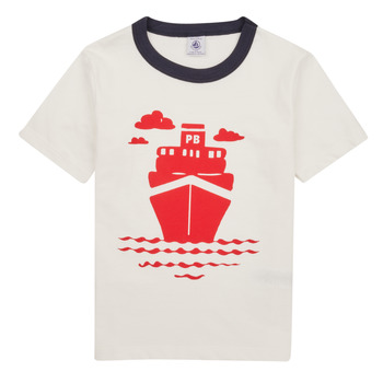 Kleidung Jungen T-Shirts Petit Bateau FOXY Weiss / Marine / Rot