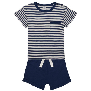 Kleidung Kinder Kleider & Outfits Petit Bateau FEUILLAGE Marine / Weiss