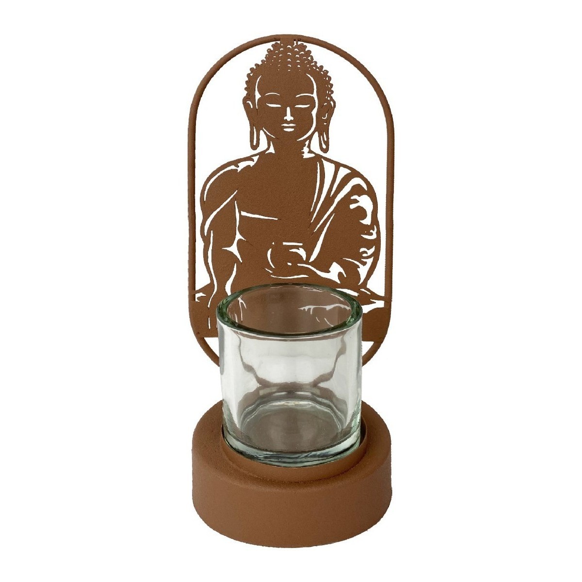 Home Kerzenhalter / Kerzengläser Signes Grimalt Buddha Porta Mit Glas Braun