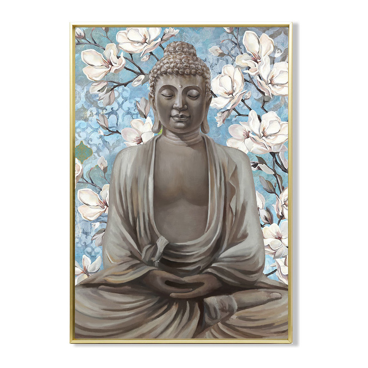 Home Gemälde / Leinwände Signes Grimalt Buddha Hintergrundflores Blau