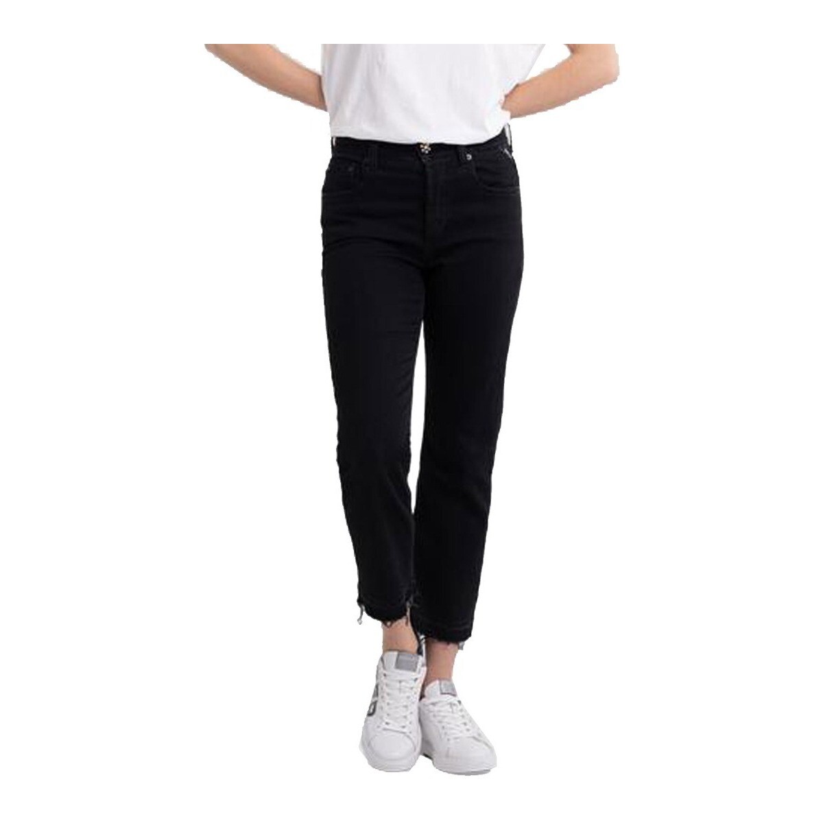 Kleidung Damen Jeans Replay WA461613387 Schwarz