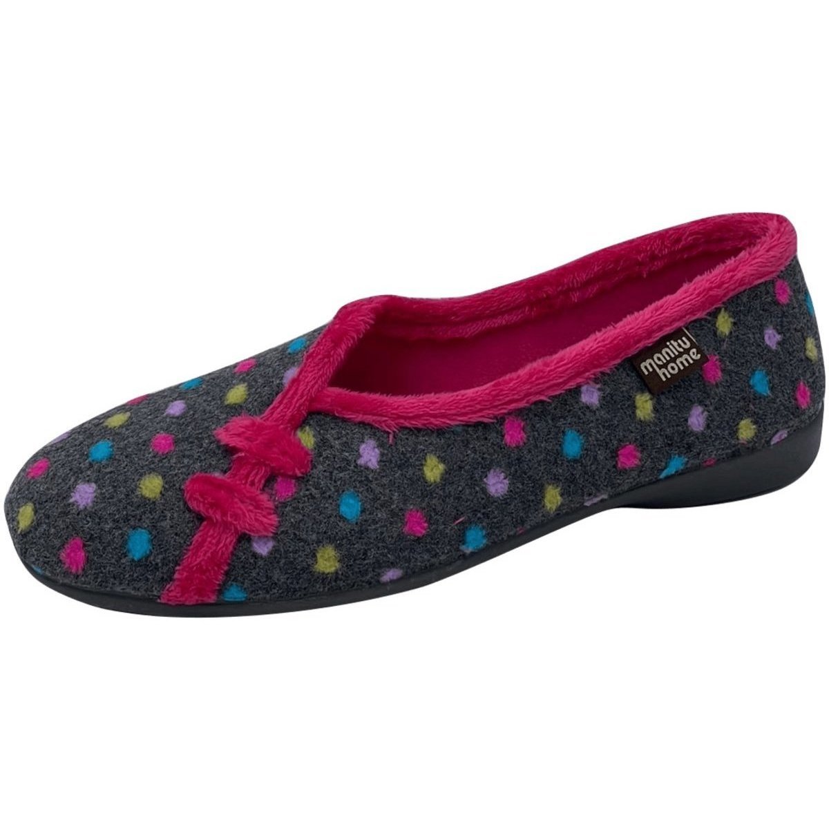 Schuhe Damen Hausschuhe Manitu hellgrau-rosa 340027-43 Multicolor