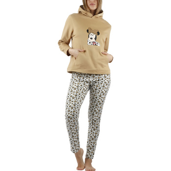 Kleidung Damen Pyjamas/ Nachthemden Admas Pyjama Outfit Hose Top mit Kapuze Minnie Leopardo Disney Braun
