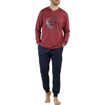 Kleidung Herren Pyjamas/ Nachthemden Admas Pyjama Hausanzug Hose und Oberteil Stamp Antonio Miro Rot
