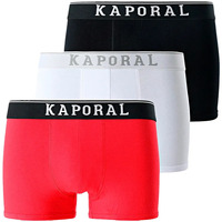 Unterwäsche Herren Boxer Kaporal Pack x3 front logo Schwarz