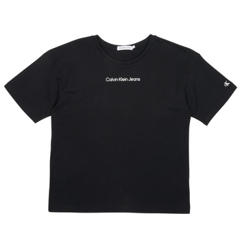 Kleidung Mädchen T-Shirts Calvin Klein Jeans CKJ LOGO BOXY T-SHIRT Schwarz