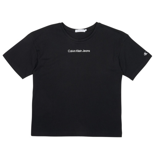 Kleidung Mädchen T-Shirts Calvin Klein Jeans CKJ LOGO BOXY T-SHIRT Schwarz