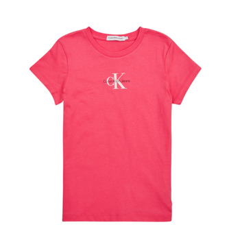 Kleidung Mädchen T-Shirts Calvin Klein Jeans MICRO MONOGRAM TOP Rosa