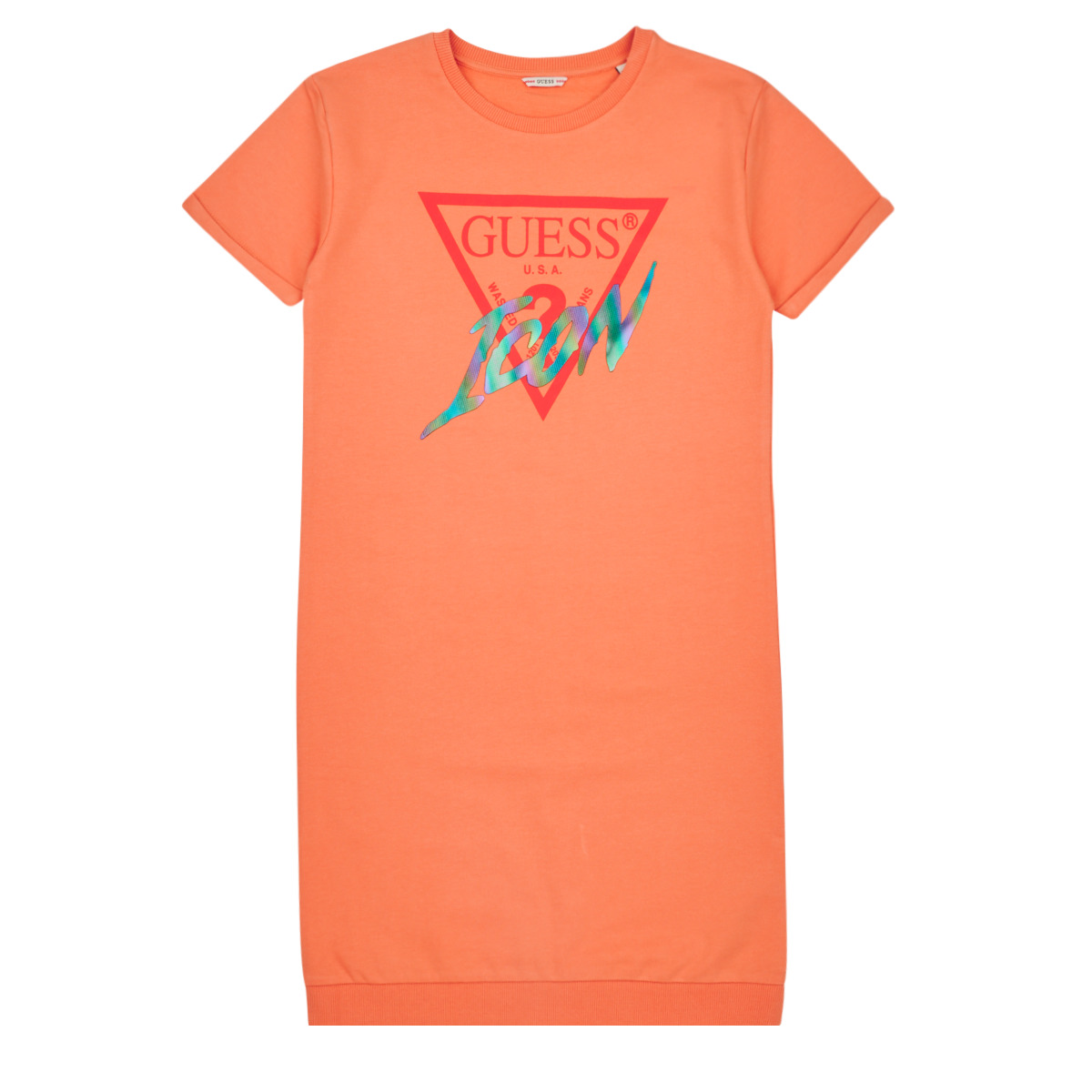 Kleidung Mädchen Kurze Kleider Guess ROLLED UP SLEEVES TERRY DRESS Orange