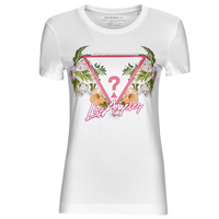 Kleidung Damen T-Shirts Guess SS CN TRIANGLE FLOWERS TEE Weiss