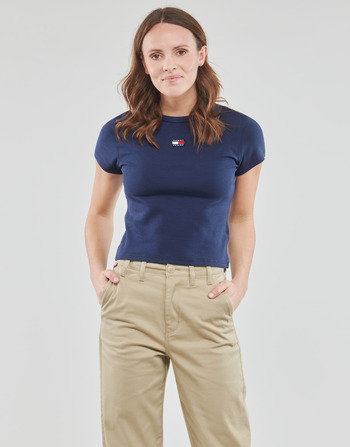 Kleidung Damen T-Shirts Tommy Jeans TJW BBY RIB XS BADGE Marine