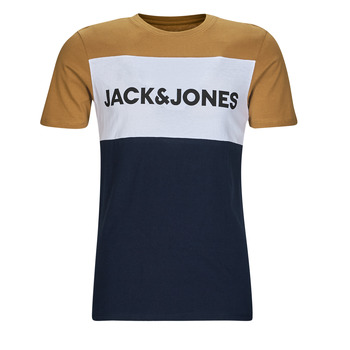 Kleidung Herren T-Shirts Jack & Jones JJELOGO BLOCKING TEE SS Gelb / Weiss / Marine