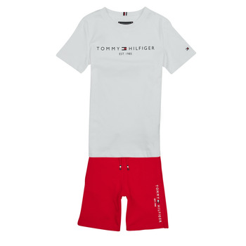 Kleidung Jungen Jogginganzüge Tommy Hilfiger ESSENTIAL SET Weiss / Rot