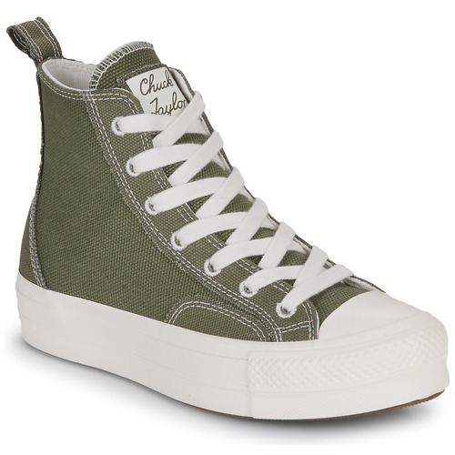 Schuhe Damen Sneaker High Converse CHUCK TAYLOR ALL STAR LIFT-UTILITY/EGRET/EGRET Kaki / Weiss