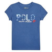 Kleidung Mädchen T-Shirts Polo Ralph Lauren SS POLO TEE-KNIT SHIRTS-T-SHIRT Blau