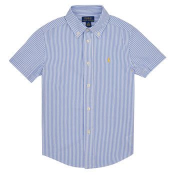 Kleidung Jungen Kurzärmelige Hemden Polo Ralph Lauren CLBDPPCSS-SHIRTS-SPORT SHIRT Blau / Weiss