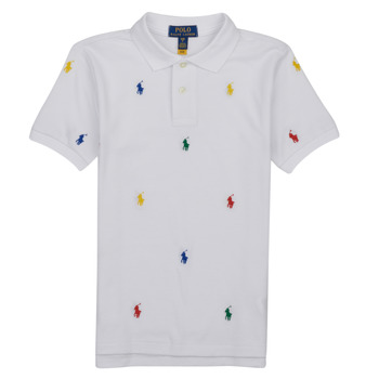 Kleidung Jungen Polohemden Polo Ralph Lauren SSKCM2-KNIT SHIRTS-POLO SHIRT Weiss