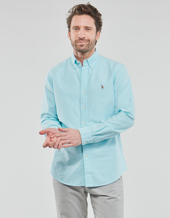 Kleidung Herren Langärmelige Hemden Polo Ralph Lauren CHEMISE COUPE DROITE EN OXFORD Türkis