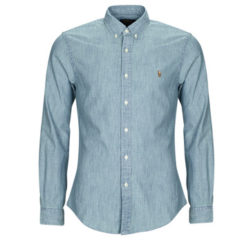 Kleidung Herren Langärmelige Hemden Polo Ralph Lauren CHEMISE COUPE SLIM EN DENIM Blau / Metallic-grau