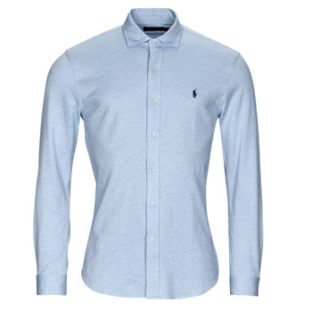 Kleidung Herren Langärmelige Hemden Polo Ralph Lauren CHEMISE COUPE DROITE Blau / Himmelsfarbe / Pois / Weiss