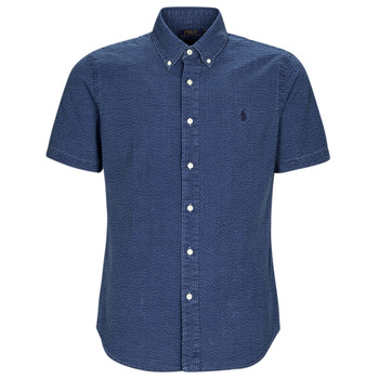 Kleidung Herren Kurzärmelige Hemden Polo Ralph Lauren CHEMISE COUPE DROITE EN SEERSUCKER Blau / Dark / Indigo