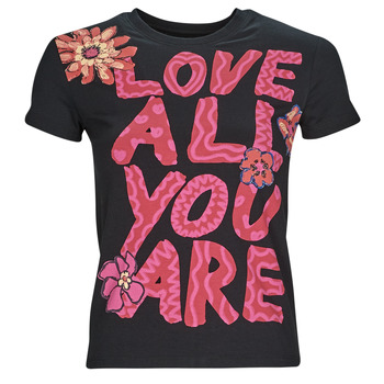 Kleidung Damen T-Shirts Desigual TS_LOVE ALL YOU ARE Schwarz / Multicolor