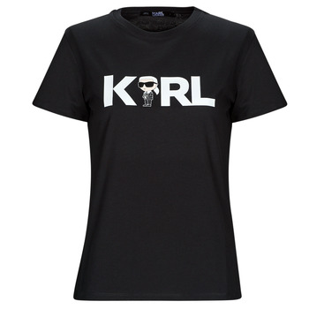 Kleidung Damen T-Shirts Karl Lagerfeld IKONIK 2.0 KARL LOGO T-SHIRT Schwarz