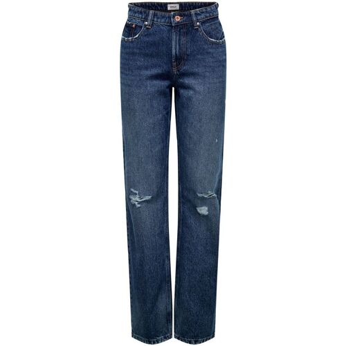 Kleidung Damen Jeans Only 15255956 ONLDAD L.34-DARK BLUE DENIM Blau