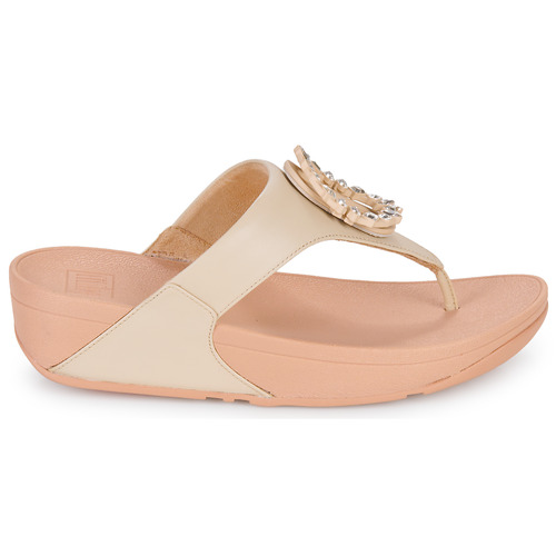 FitFlop LULU CRYSTAL-CIRCLET LEATHER TOE-POST SANDALS Weiss / Rosa