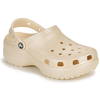 Schuhe Damen Pantoletten / Clogs Crocs Classic Platform Shimmer Clog Beige / Glitterfarbe