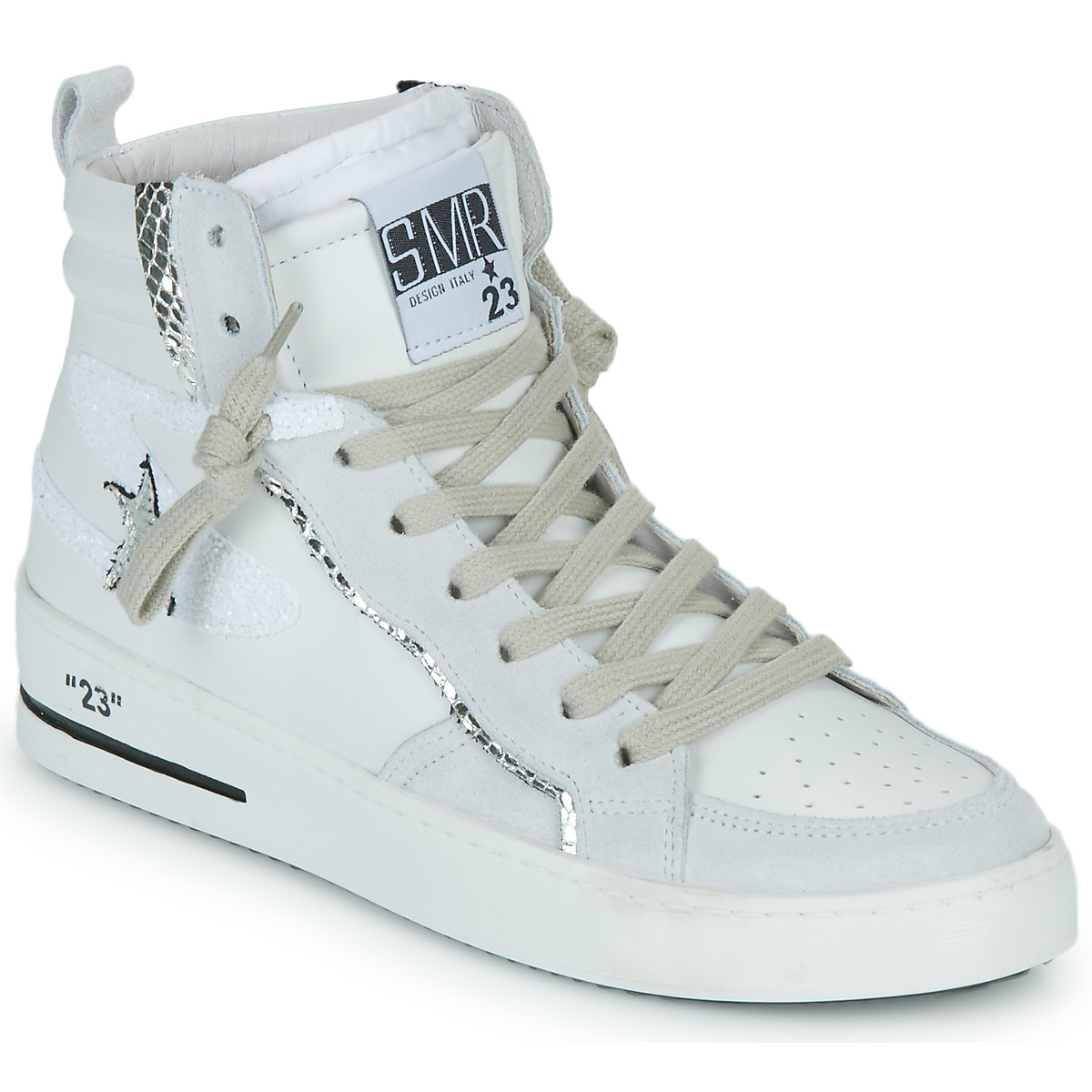 Schuhe Damen Sneaker High Semerdjian MARAL-9564 Weiss / Beige / Silbern
