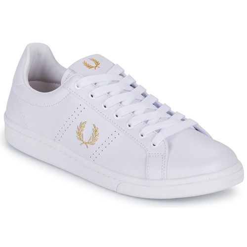 Schuhe Herren Sneaker Low Fred Perry B721 LEATHER Weiss / Gold