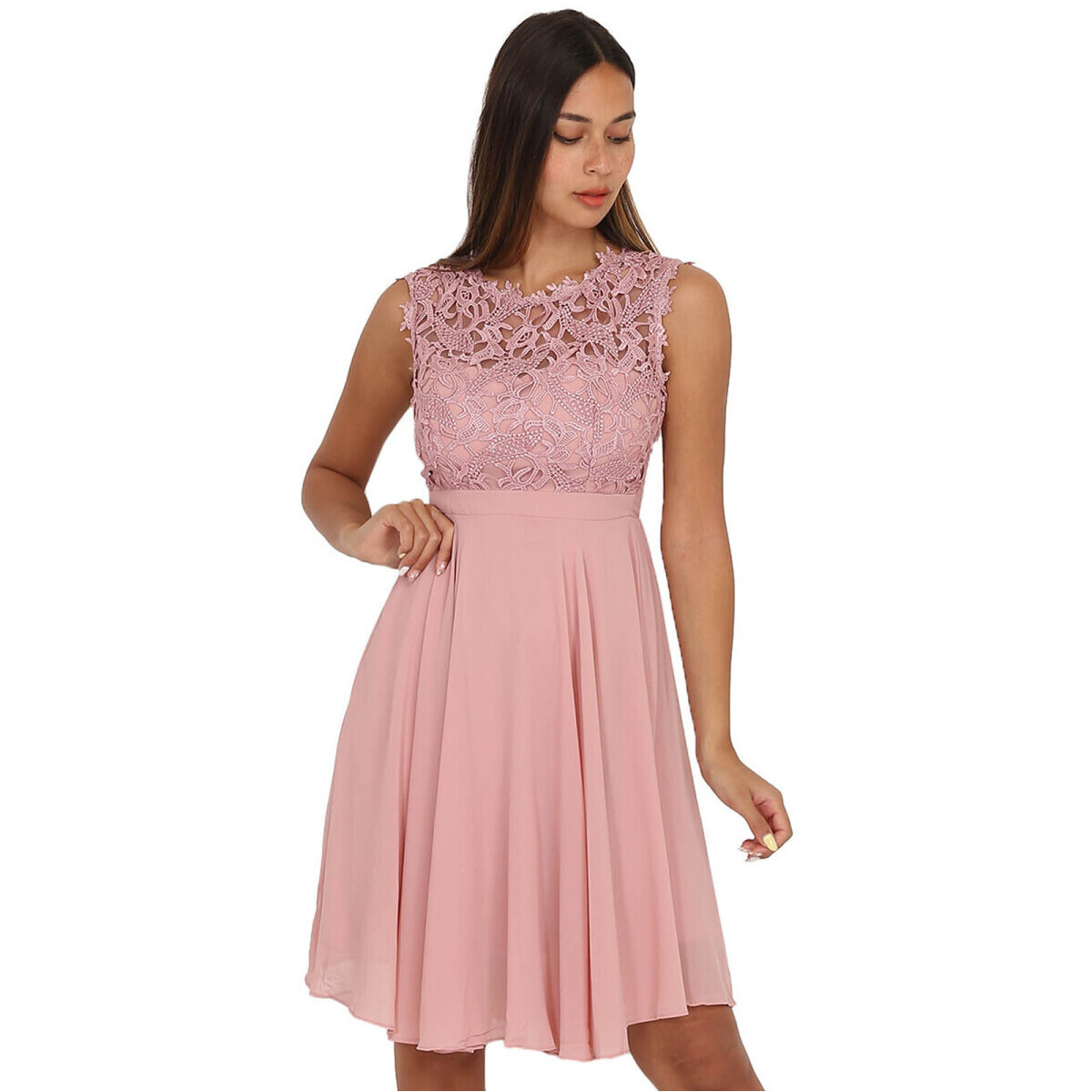 Kleidung Damen Kleider La Modeuse 19376_P54461 Rosa