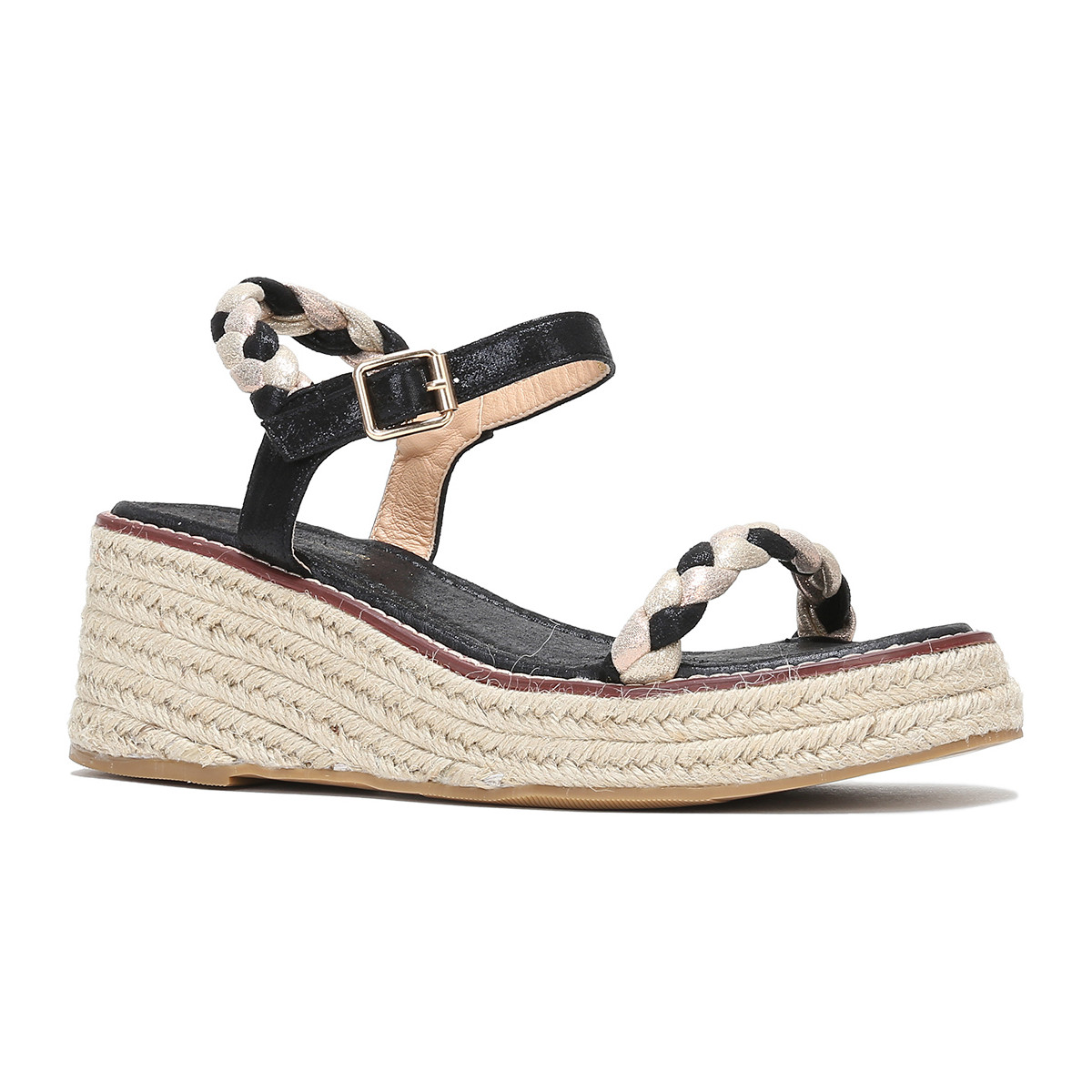 Schuhe Damen Leinen-Pantoletten mit gefloch La Modeuse 46264_P103060 Schwarz