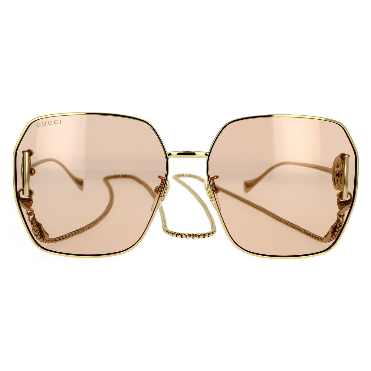 Uhren & Schmuck Damen Sonnenbrillen Gucci GG1207SA 001 Sonnenbrille mit Kette Gold