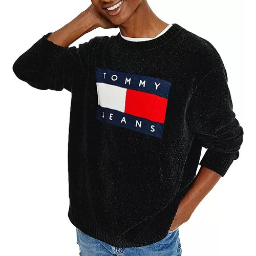 Kleidung Herren Sweatshirts Tommy Jeans Original flag logo Schwarz