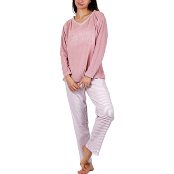 Kleidung Damen Pyjamas/ Nachthemden Admas Pyjama Hausanzug Hose Top Langarm Comfort Home Rosa