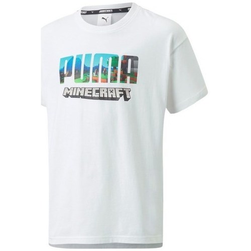 Kleidung Mädchen T-Shirts Puma X Minecraft Relaxed Tee Weiss