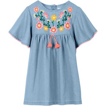 Kleidung Mädchen Kleider Minoti Kleid mit Stickerei für Mädchen ( 1y-8y ) Blau
