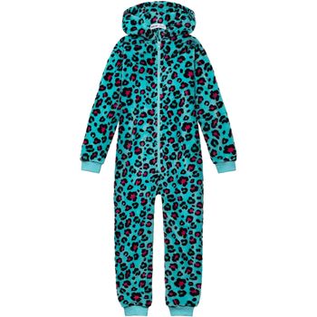Kleidung Mädchen Pyjamas/ Nachthemden Minoti Einteiler mit hellem Leopardenmuster für Mädchen ( 1y-14y ) Blau