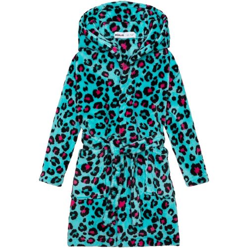 Kleidung Mädchen Pyjamas/ Nachthemden Minoti Bademantel mit hellem Leopardenmuster für Mädchen ( 1y-14y ) Blau