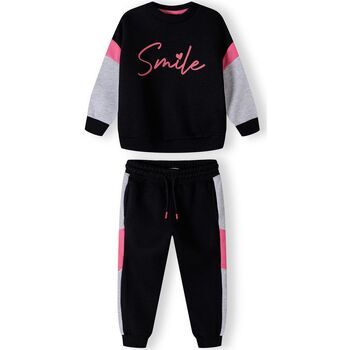 Kleidung Mädchen Jogginganzüge Minoti für Mädchen Fleece-Sweatshirt und Jogginghose ( 3y-14y ) Schwarz