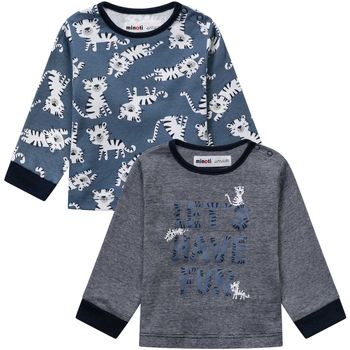 Kleidung Jungen T-Shirts & Poloshirts Minoti 2er-Pack Langarm-Oberteile für Jungen ( 0-12m ) Blau